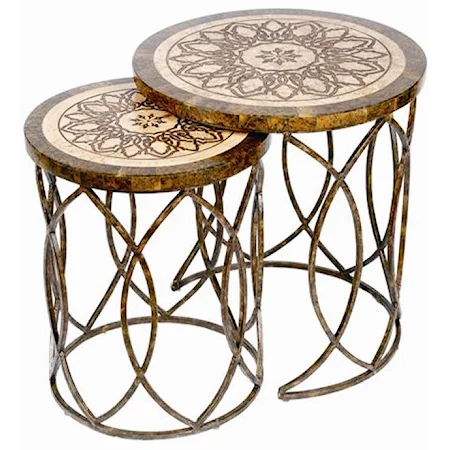 Nesting Tables with Etched Stone